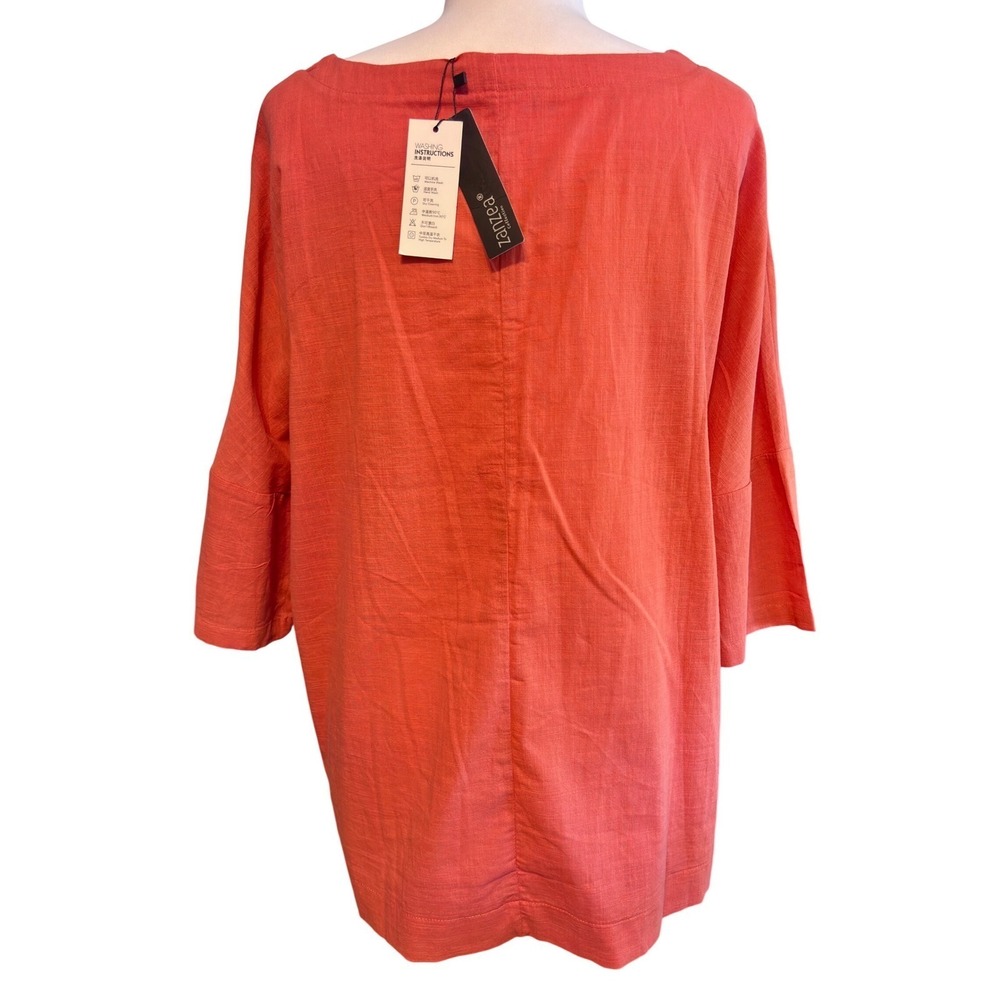 Zanzea Tunic Top Women 4XL Orange NEW Dandelion Print 3/4 Sleeve Oversized Boho - Picture 3 of 6